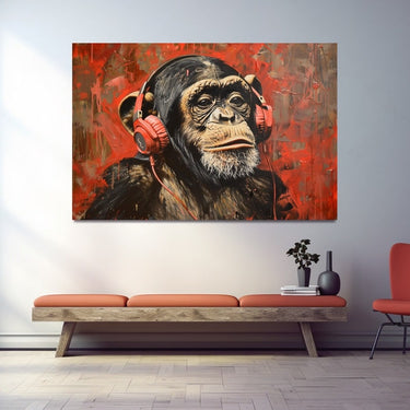 Tableau Singe Écouteur